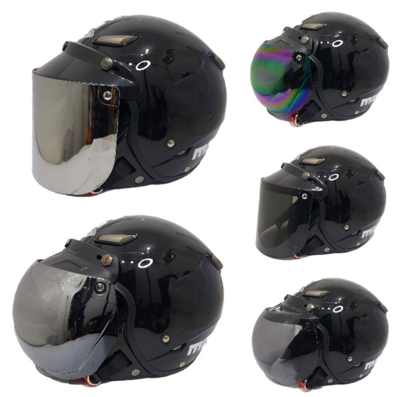 Helm Jpn Retro Momo Kawai Hitam Gloss