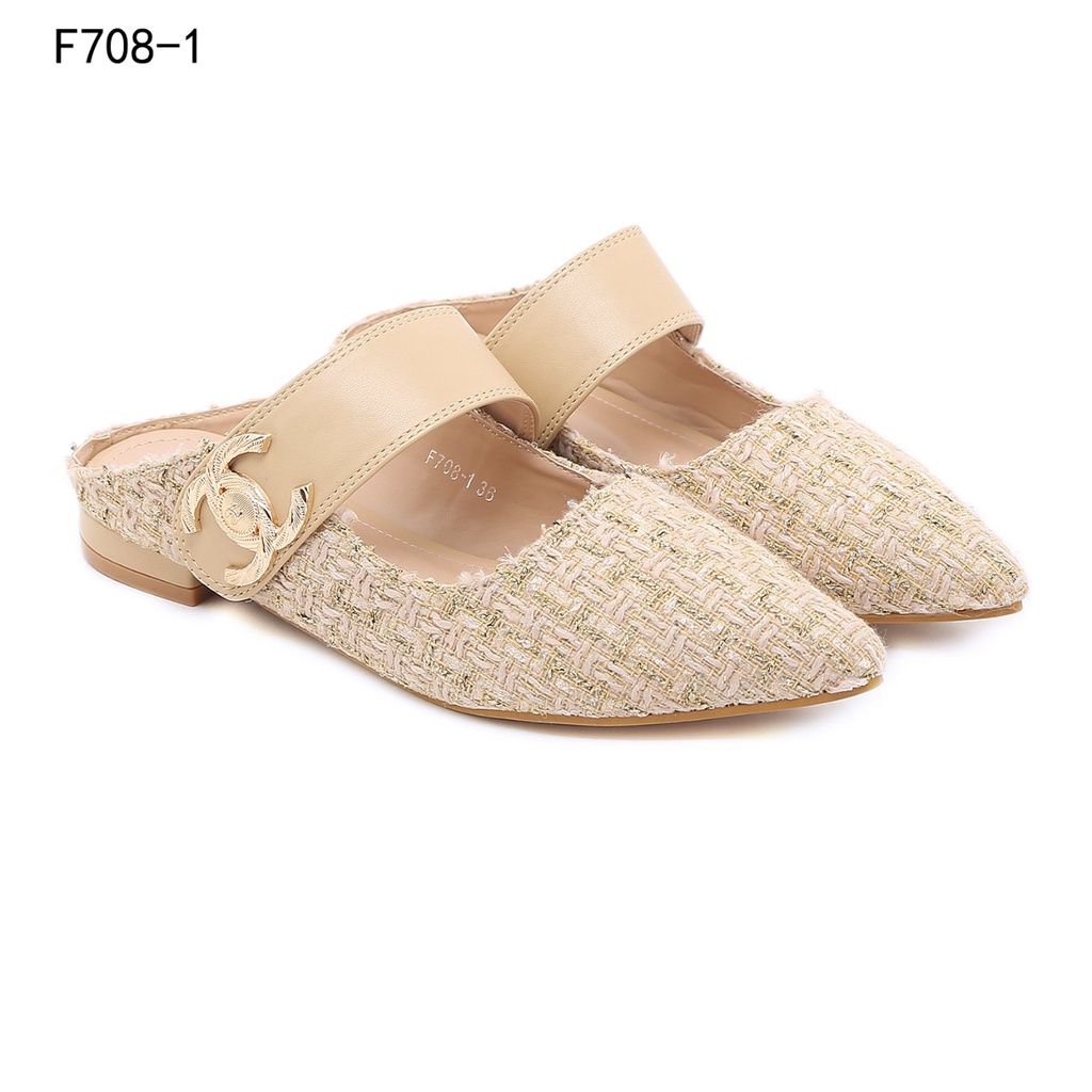 CH Tweed CC Logo Flat Heel Shoes #F708-1