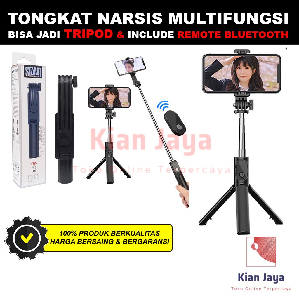 Tongsis Bluetooth Tongkat Narsis Selfie Tomsis Tripod Stand Multifungsi