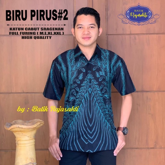 Batik BIRU PIRUS #2 Katun Cabut Sragenan Full Furing Termurah