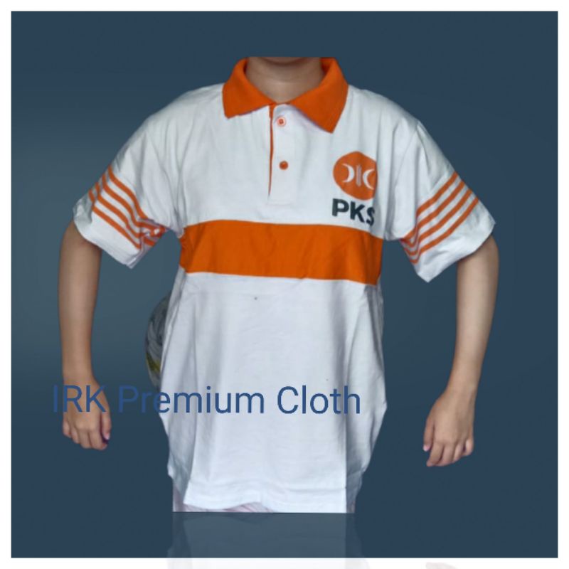 Kaos kerah Baju wangki PKS Terbaru warna putih dengan LOGO BARU oreny/Orange