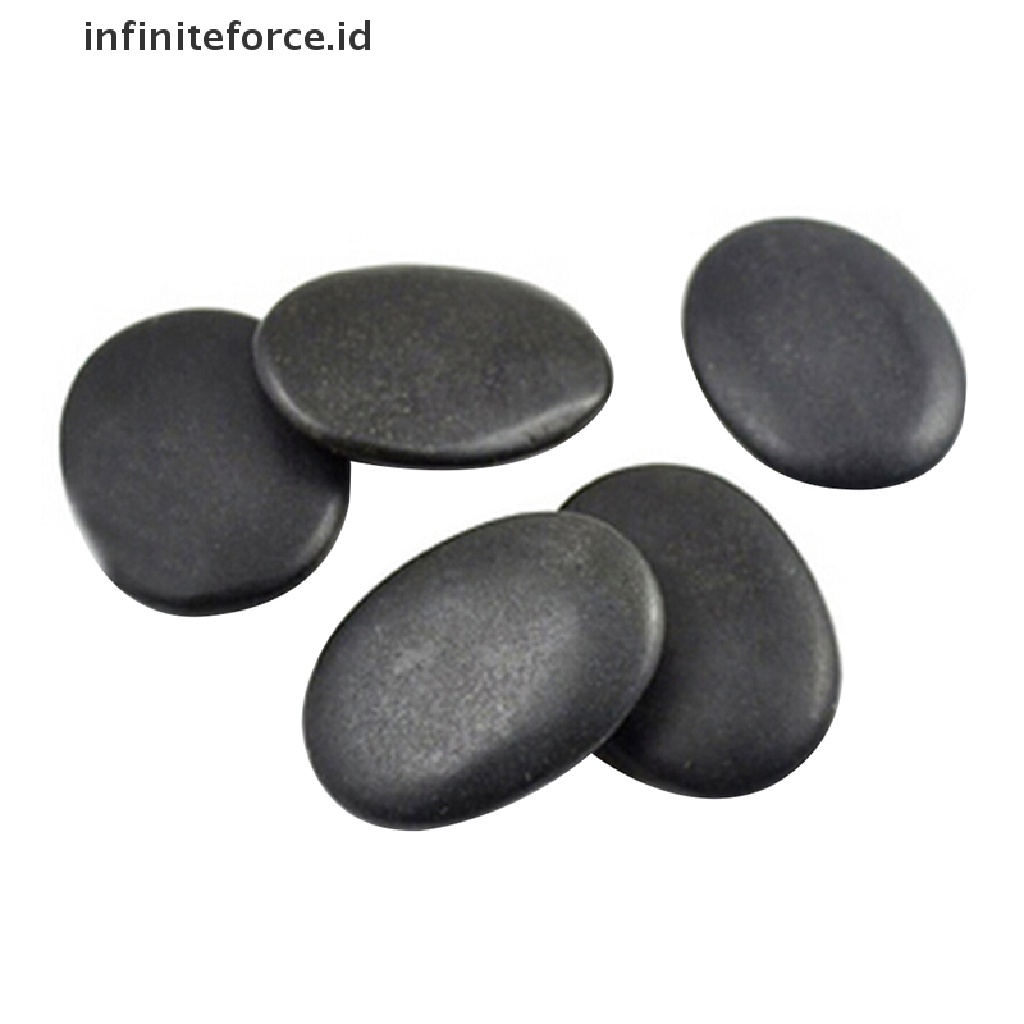 (Infiniteforce.Id) 7pcs / Set Batu Basalt Hitam Ukuran 3x4cm Untuk Pijat