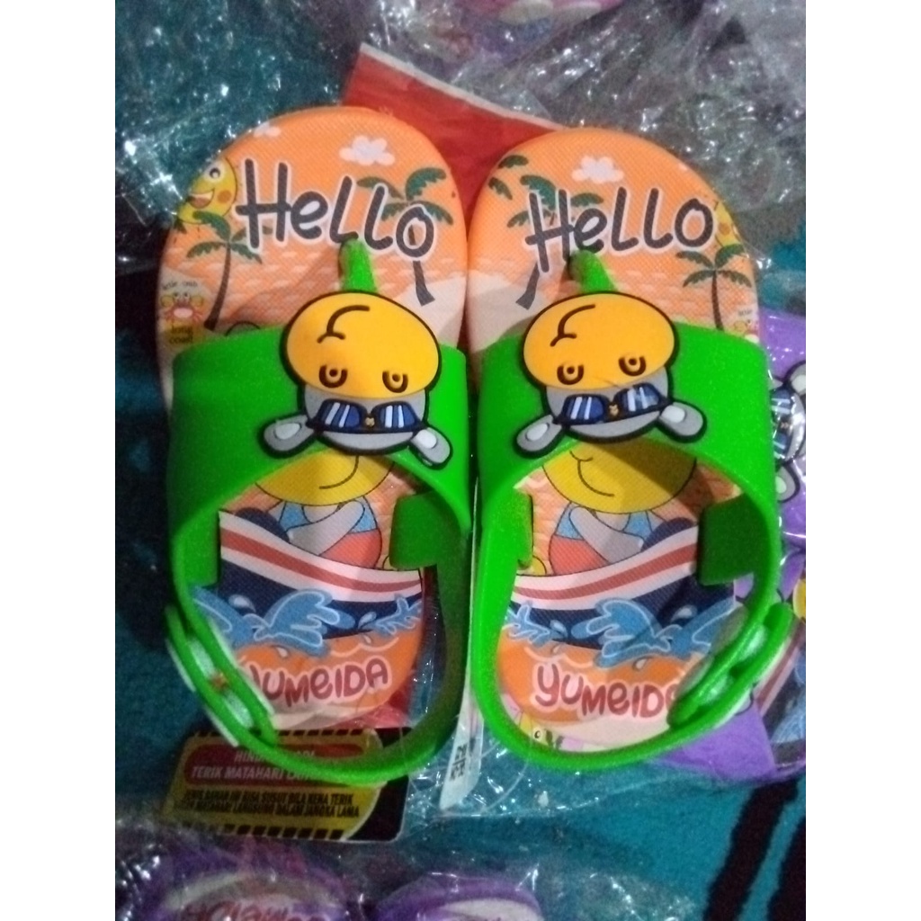 sandal jepit tali belakang baby yumeida A 21102 XS 18-23/sandal hippo anak sandal karakter sandal bayi sandal lucu