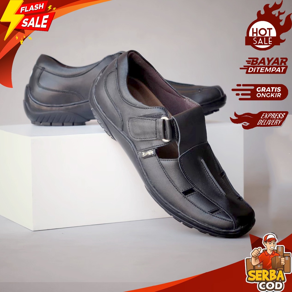 EXTREME_CORPS - Sepatu Sandal Pria Kulit Asli Model Trendy Elegan Kasual Semi Formal Santai - Sepatu