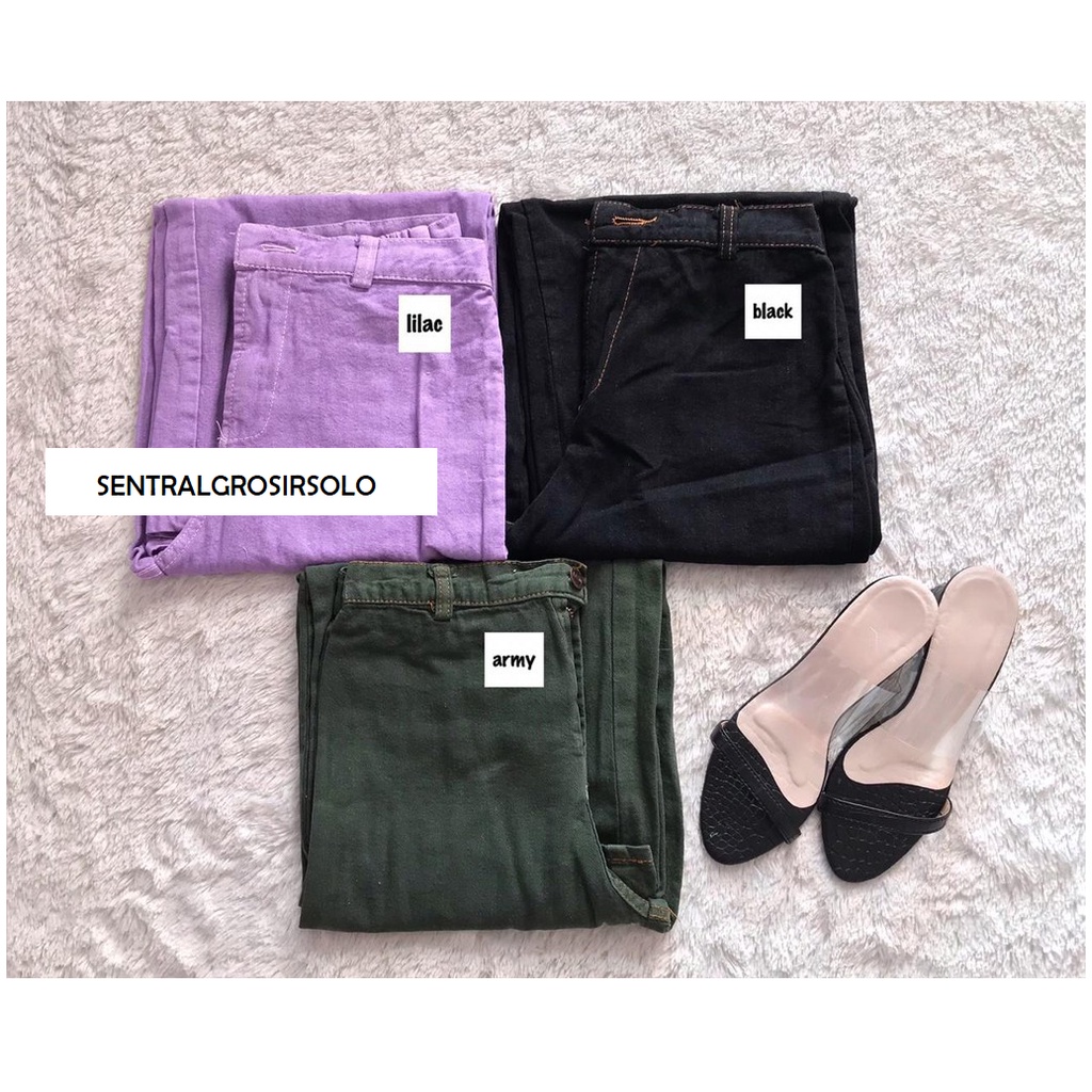 1KG MUAT 4PCS | CELANA KULOT JEANS HIGHWAIST WARNA PASTELA HITS SELEBGRAM