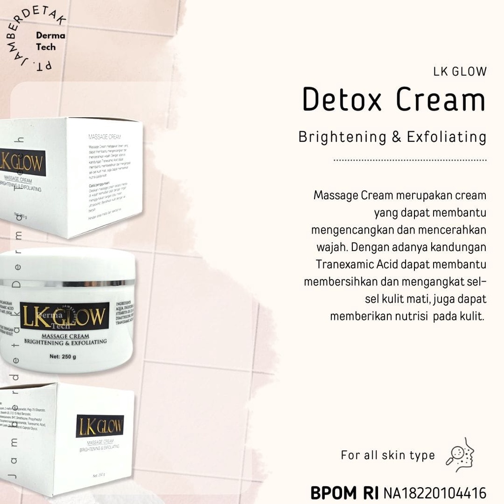 Cream detox massage LK GLOW 250gr BPOM RI