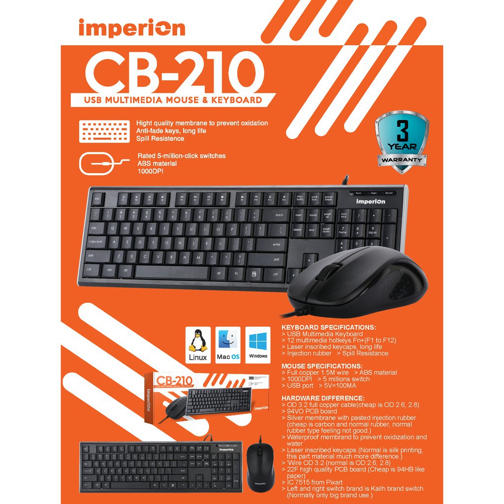 IMPERION Keyboard Mouse CB-210 / paketan combo kb+mouse