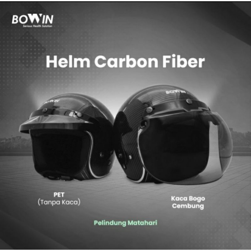 Bowin Helm Premium Carbon Fiber SNI Bogo helm Retro Original