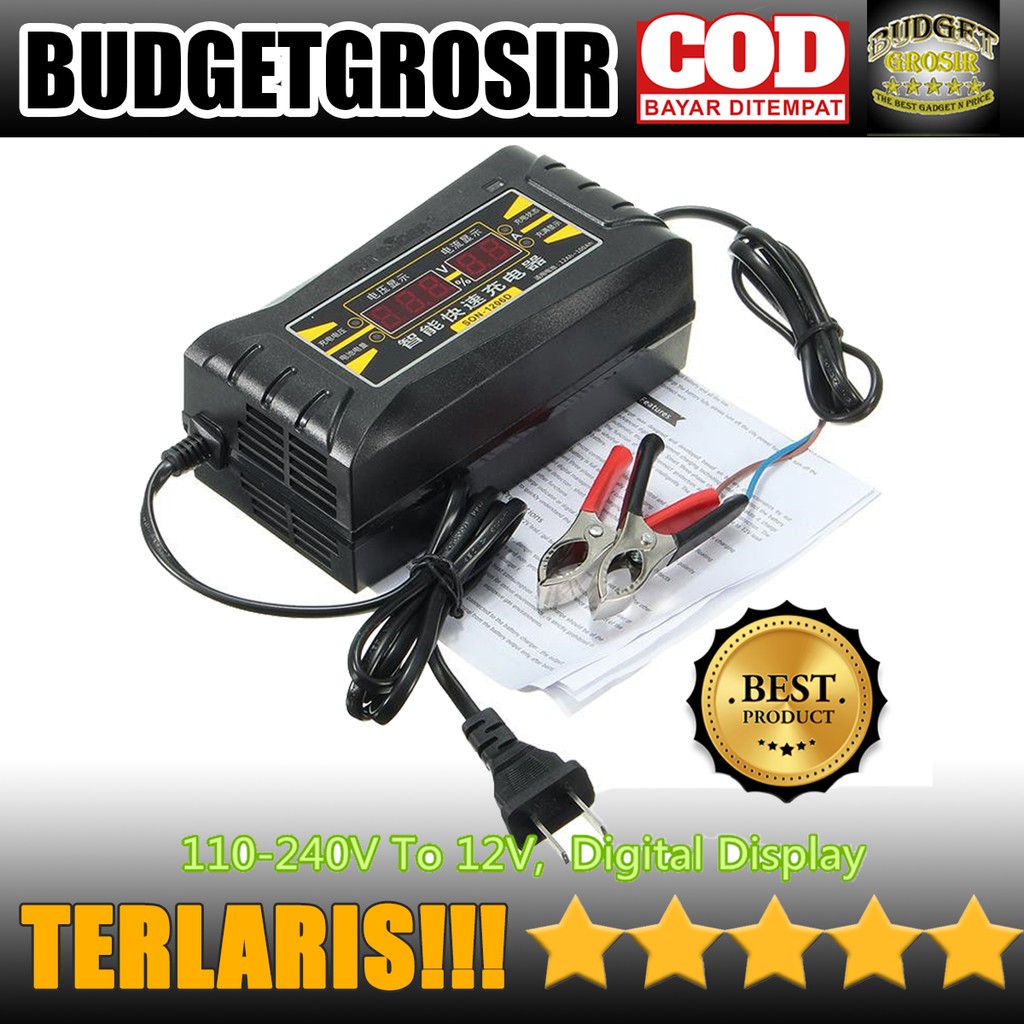 Charger Aki Mobil Wet Dry Lead Acid Digital Smart Battery Charger 12V6A - SON-1206D