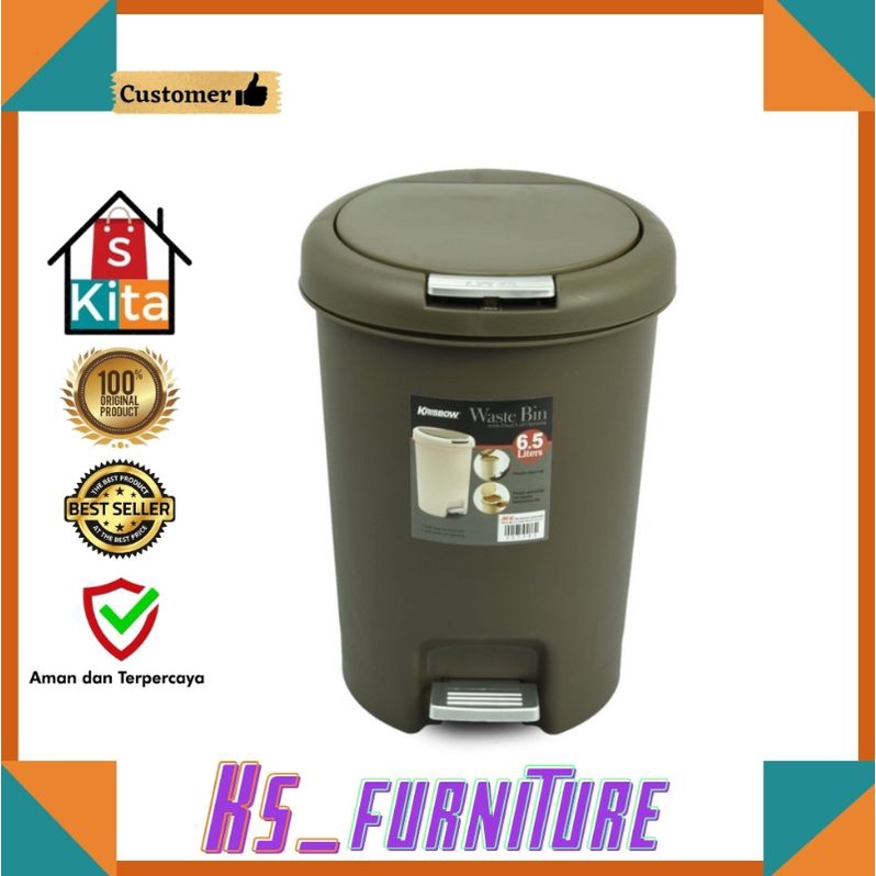 tempat sampah/tempat sampah injak 6,5 Liter/tempat sampah bulat/tempat sampah kamar mandi/tempat sam