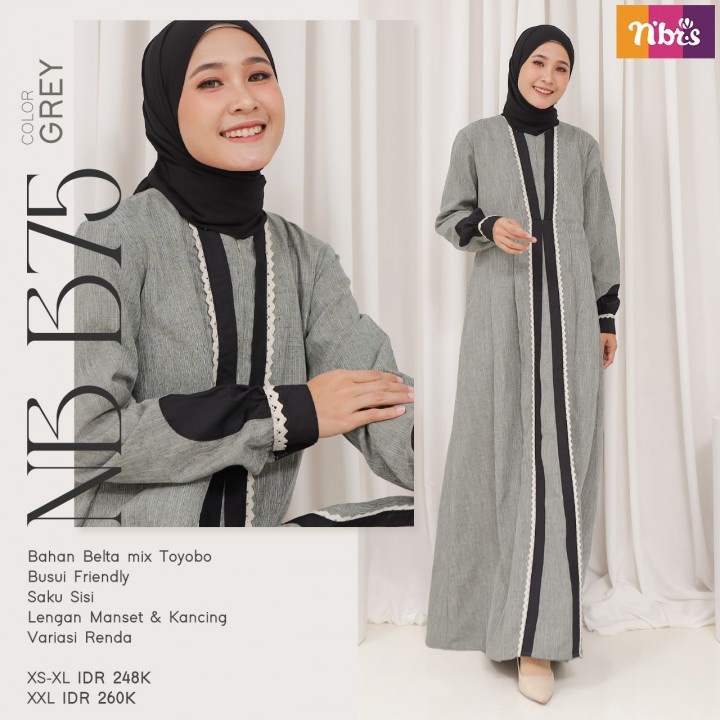 Gamis Nibras NB B75 / Fashion Muslim Terbaru 2022 / Dress