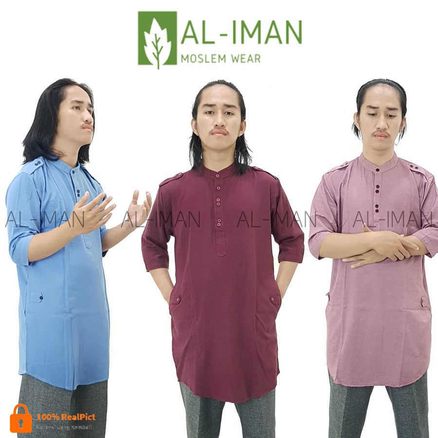 [PREMIUM] AL-IMAN Baju Koko Kurta Slim Fit Kasual / Baju Muslim Dewasa Katun Rayon Adem