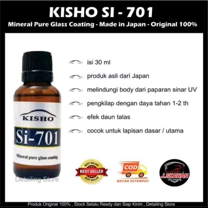 (bisa COD)  Kisho Si 701 Made in Japan 30 ml Original 100%, Super Glass Coating, Efek Daun Talas, Na