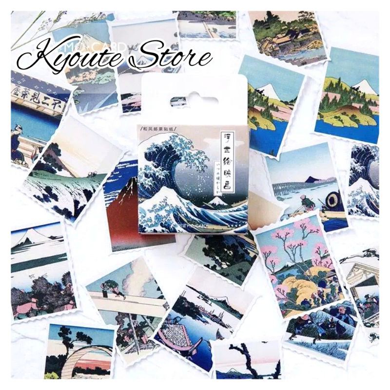 

46 pcs Sticker Japan Landscape Stamp Post Scrapbook Bujo Aesthetic Art