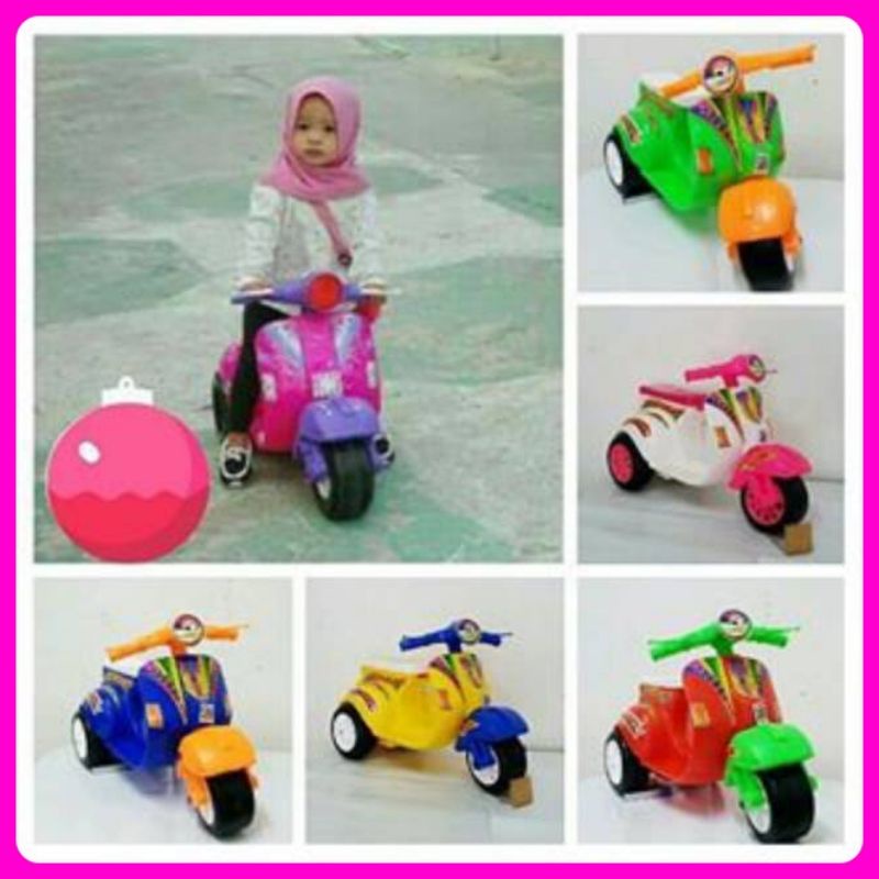 Mainan Motor Vespa Anak Bisa Di Naiki Music Non Music