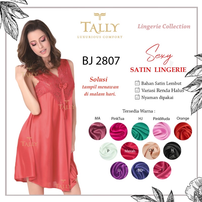 Lingerie | Baju Tidur Sexy Satin Premium TALLY 2803 &amp; 2807 Freesize Fit To XL