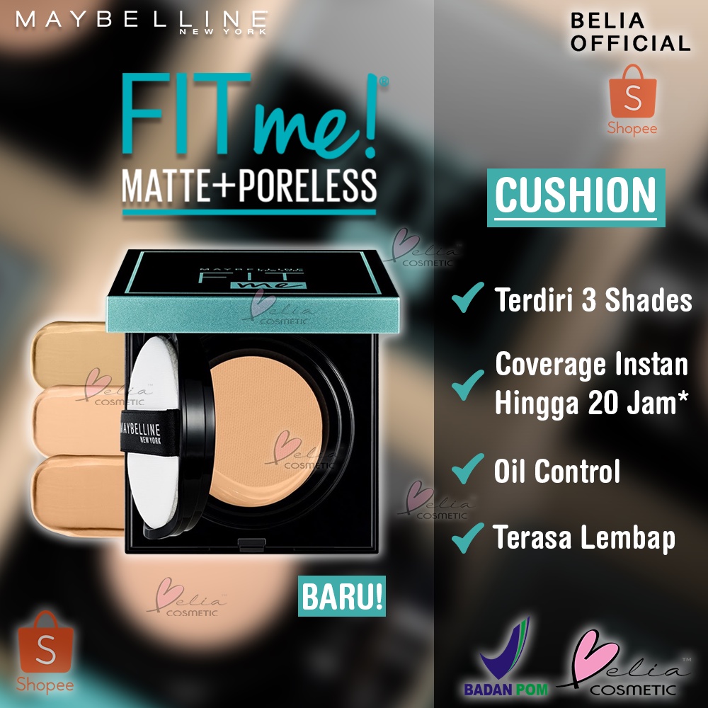 ❤ BELIA ❤ Maybelline Fit Me Matte &amp; Poreless Cushion | Cushion Foundation | Coverage | Make Up | BPOM