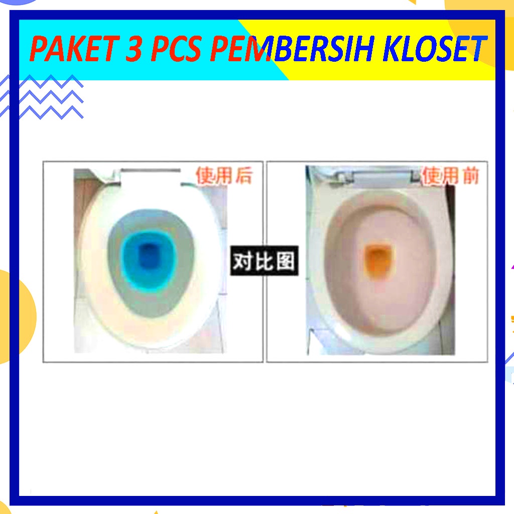 Paket 3 Pcs Tablet Biru Pembersih Kloset / Pembersih Kloset Closet Cleaner / Sabun Biru Pembersih Toilet 50 Gram Isi 3 Pcs