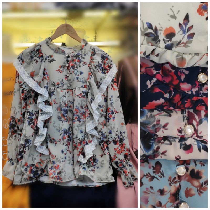 BLOUSE REMAJA WANITA MOTIF BUNGA IMPORT