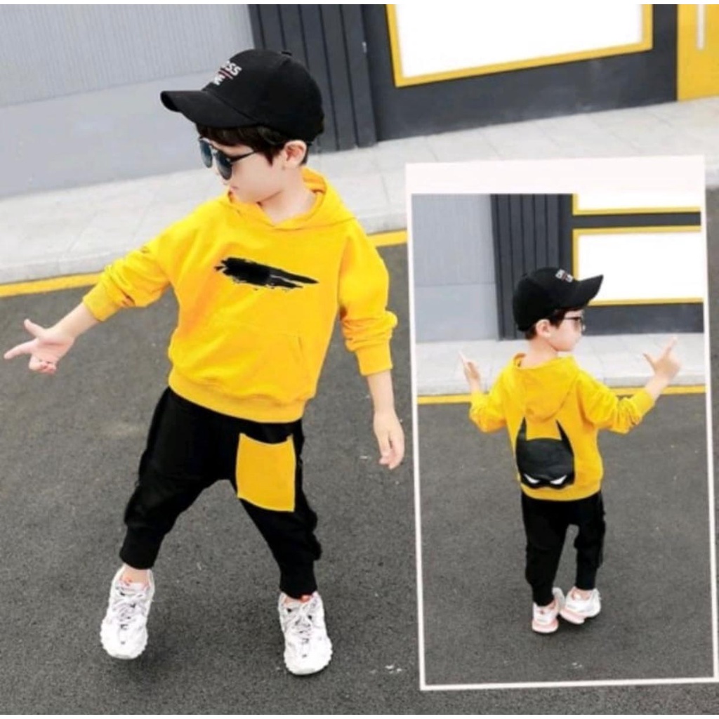 PROMO SETELAN SWEATER HOODIE ANAK ANAK MOTIF BATMAN 1-5 TAHUN TERBARU 2022