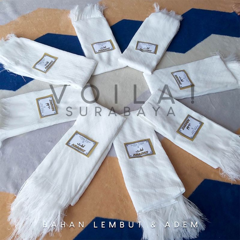 Surban Arafat Putih Polos - Sorban Kain Arab - Grosir Haji - Sorban Tenun Murah