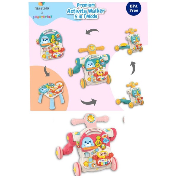 Mastela smartstart 5 in 1 activity walker / alat bantu jalan bayi