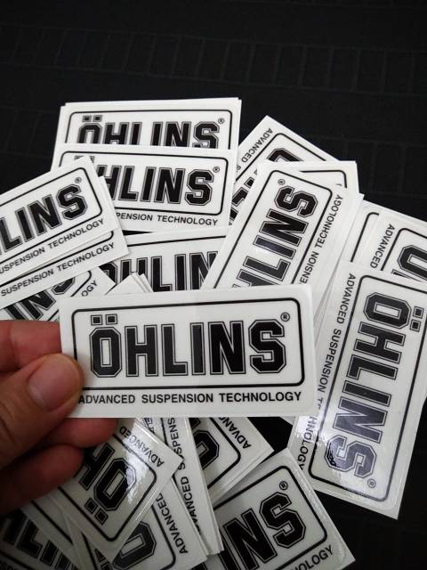 HARGA SEPASANG sticker shock ohlins set warning original tahan air tidak ngelupas kena air  / stiker ohlins tempel