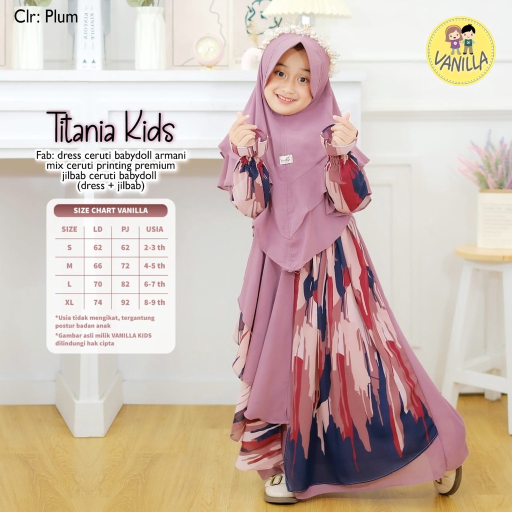 Titania Kids By Vanilla | 020320 | Gamis + Jilbab Anak