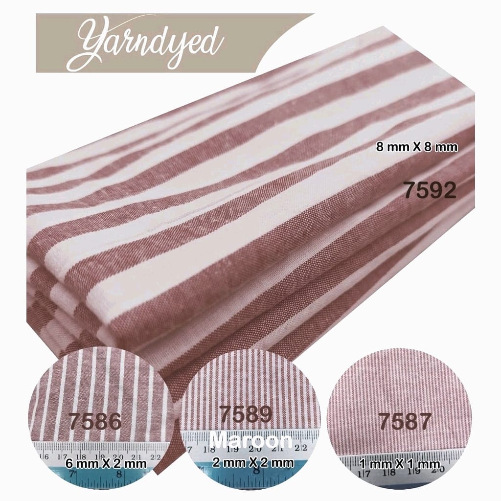 Bahan Kain Katun gingham Tenun Yarndyed Kotak salur Basic 1 roll = 50 yard