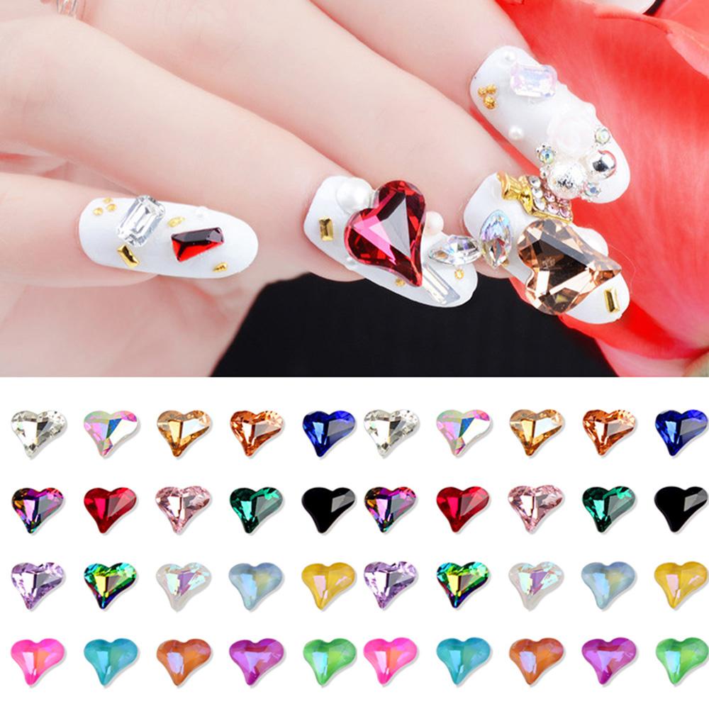 Nickolas1 Nail Art Rhinestones 10PCS 8MM Kristal Permata Peach Bentuk Hati Manikur Aksesoris Mix Dekorasi Kuku