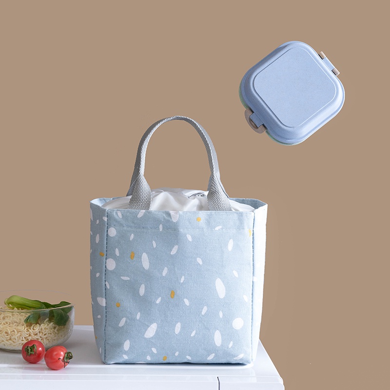 ❀ Chingu ❀ PA006 Tas Bekal Motif Simple Polos Warna Lunch Cooler Bag Salur Makanan Aluminium Kotak Makan Import