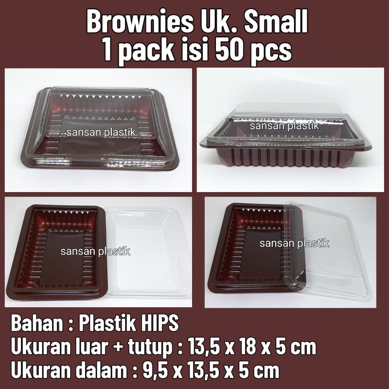 Mika Brownies S / Mika Brownies Ukuran Small / Tray Brownies / Mika Bento isi 50 pcs