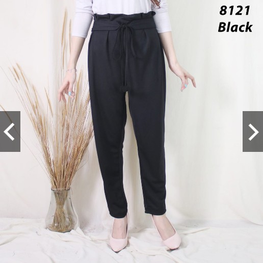 bd 8121 - kulot baggy pants polos abg keren simple ngantor kerja kuliah grosir karet melar sale