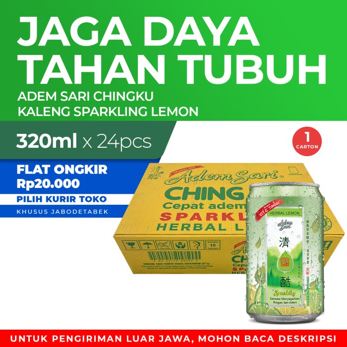 

MINUM-SIAP-DRINK-TO-READY- ADEM SARI CHING KU MINUMAN PENYEJUK KALENG SPARKING LEMON 1 CTN 320 ML