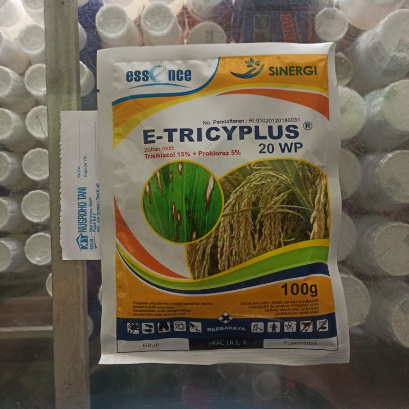 FUNGISIDA E-TRICYPLUS 20 WP 100 GRAM PENGENDALI PENYAKIT BLAST PADA PADI