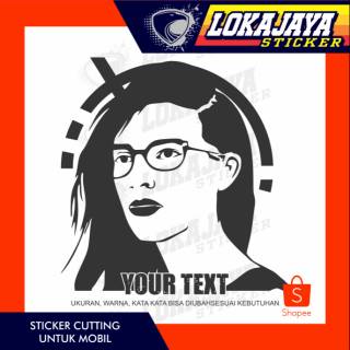 STIKER CUTTING WANITA SILUET HITAM PUTIH TRUCK FUSO 