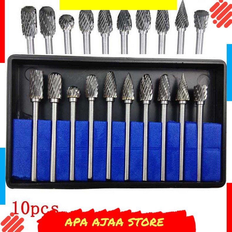 Hot Promo ! JIGONG Mata Bor Tungsten Carbide Cone Spiral 1/8 Inch 10 PCS
