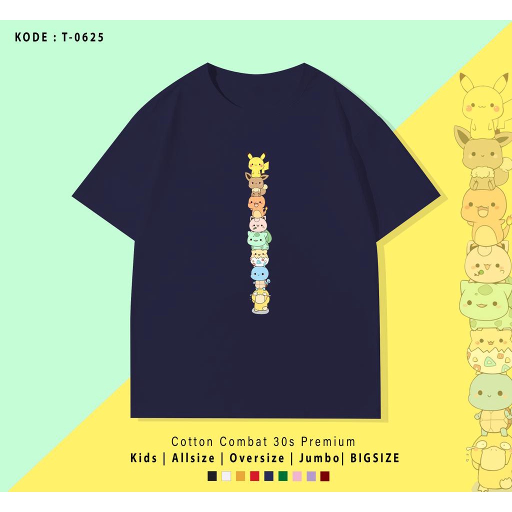 KAOS TERLUCU PIKACU AND FRIENDS / KAOS WANITA PRIA / KAOS OVER SIZE / KAOS LENGAN PENDEK / UK M -XL / KAOS SANTAI