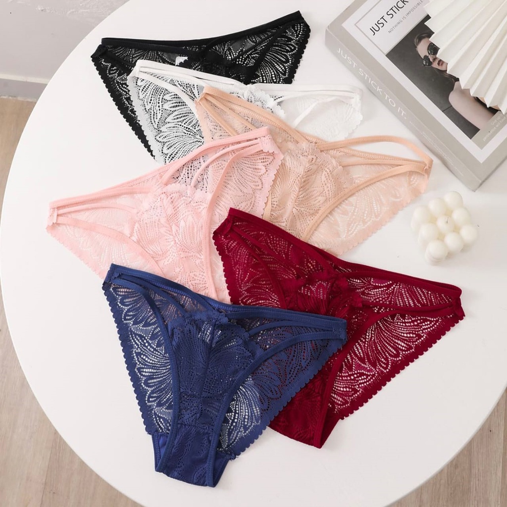 INFY - Floral Lace Thong Panty / Sexy Gstring Lingerie G-string CD Hot Cheeky Briefs Celana Dalam Wanita G String Renda B087