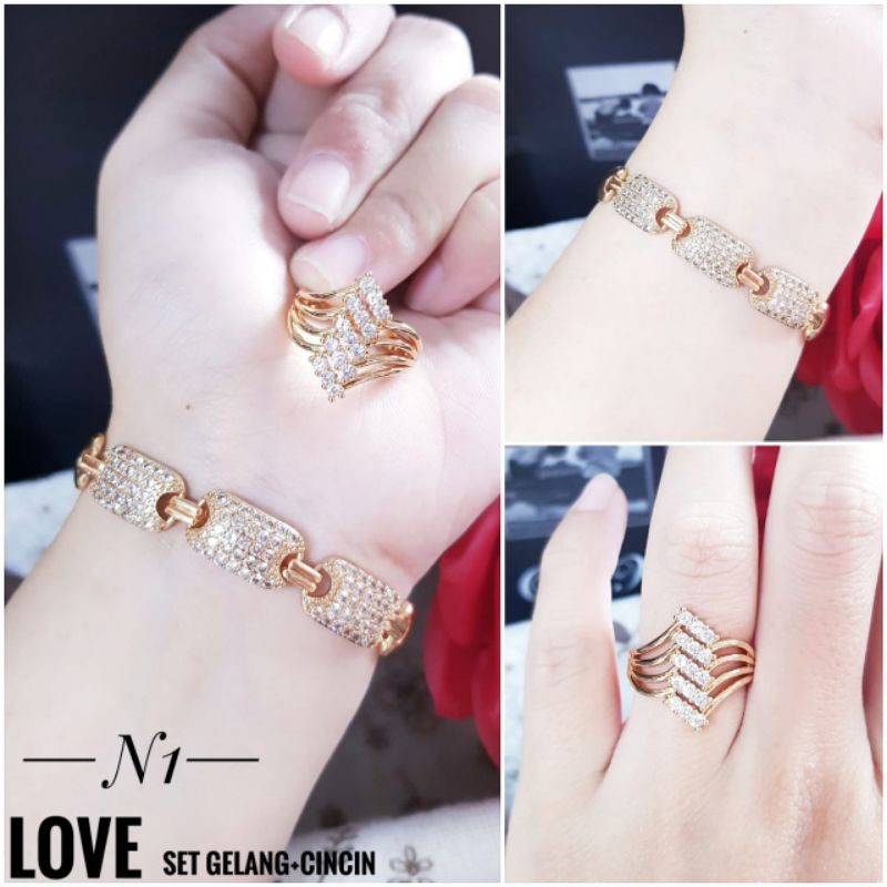 Xuping Set Perhiasan Gelang dan Cincin 4357Q