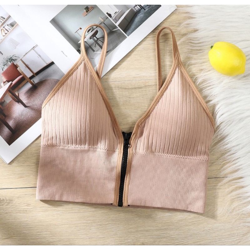 Sport Bra BH Korea Wanita Push up Model Resleting Tank Top Bra Tanpa Kawat