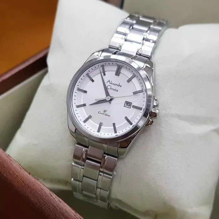 JAM TANGAN WANITA ALEXANDRE CHRISTIE AC 8404 / AC8404 SILVER WHITE ORIGINAL