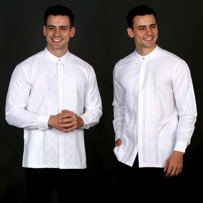 Casella Baju Koko Pria Lengan Panjang | Baju Koko Putih Lengan Panjang