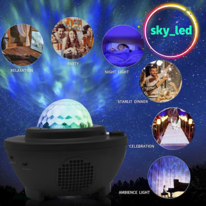 LAMPU PROYEKTOR DENGAN SPEAKER LANGIT MALAM BINTANG 2IN1 GALAXY NEBULA LAMP STARRY PROJECTOR LIGHT LAMPU TIDUR