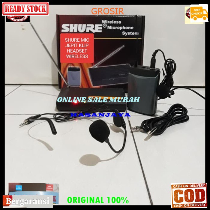 G85 Shure Mic Wireless system Single headset bando GE85 klip clip on kancing kerah mik wireles microphone mikrophone profesional pro karaoke audio sound vokal vocal panggung dj studio Jepit baju Condensor sensitif aux G85  BISA SEGALA JENIS AUDIO UNIVERSA