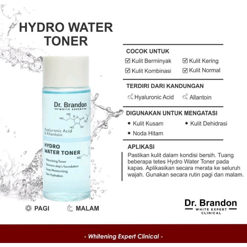 Dr. Brandon HYDRO WATER TONER (With Hyaluronic Acid &amp; Allantoin) 60ml