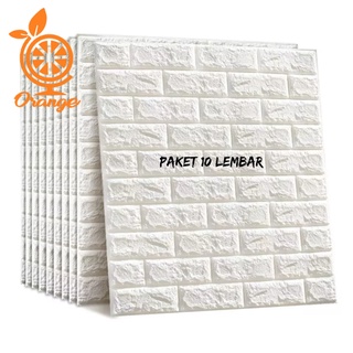 PAKET 10 LEMBAR Wallpaper 3D Ukuran 38CM X 70CM Foam Bata wallpaper timbul Wallpaper busa Wallpaper Dinding Brickfoam Putih