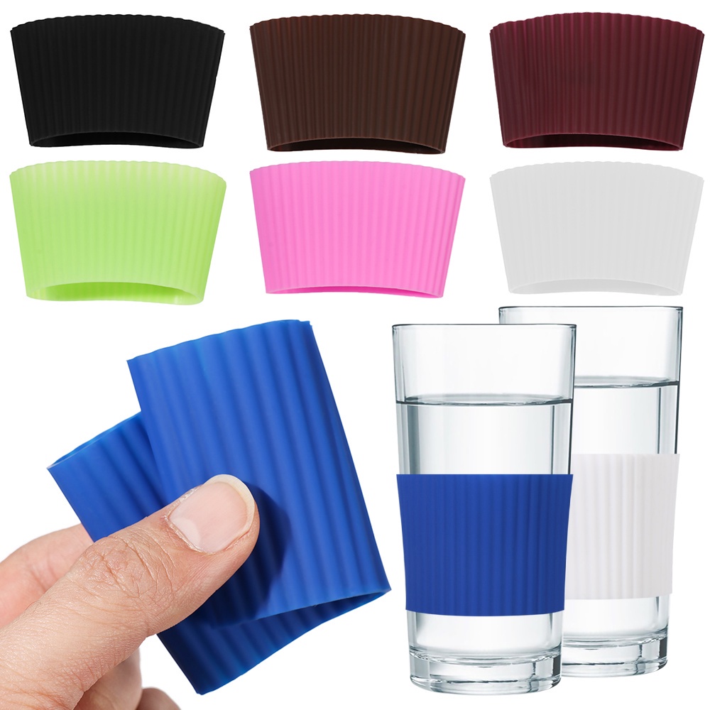 POPULAR Kitchen Tool Bottle Sleeves Table Mats Thermos Cup Coasters Silicone Cup Sleeve Non-Slip Round Durable Anti-fall Insulation Cup Cover/Multicolor