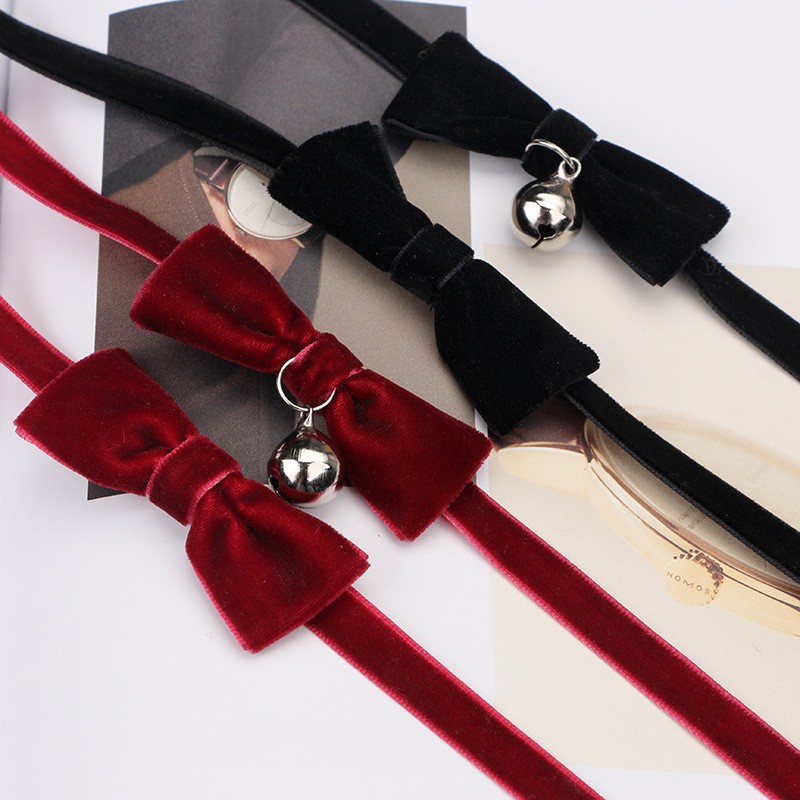 CH-05 kalung choker bell lonceng kain velvet pita chocker jepang korea ribbon