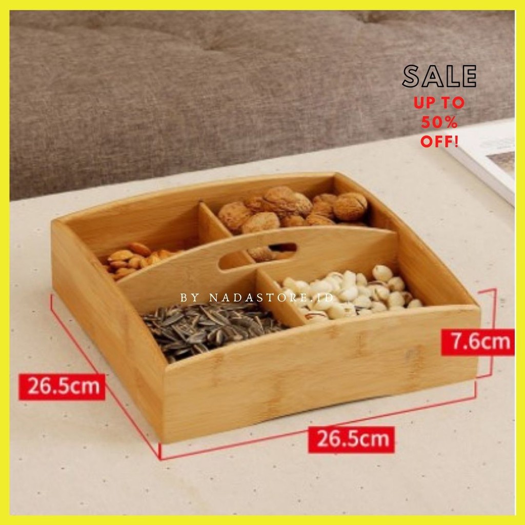 Tray Pine Wood Food Storage Box Snack Dish Portable Candy Nut Decorative W-16 By Nadastore